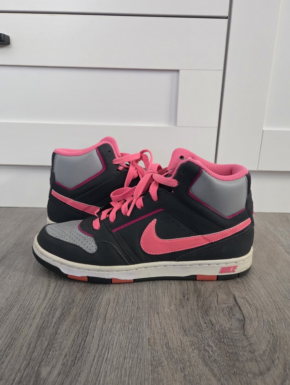 Nike High-Top Sneakers in Black, Pink, & Gray